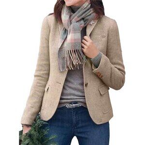 Women's Long Sleeve Lapel Blazer: Open Front Business Jacket for Work